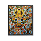 Antique Tibetan Floral Textile Print Framed Canvas Print Gallery Image 6