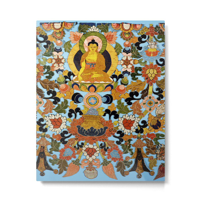 Antique Tibetan Floral Textile Print Metal Print Gallery Image 1