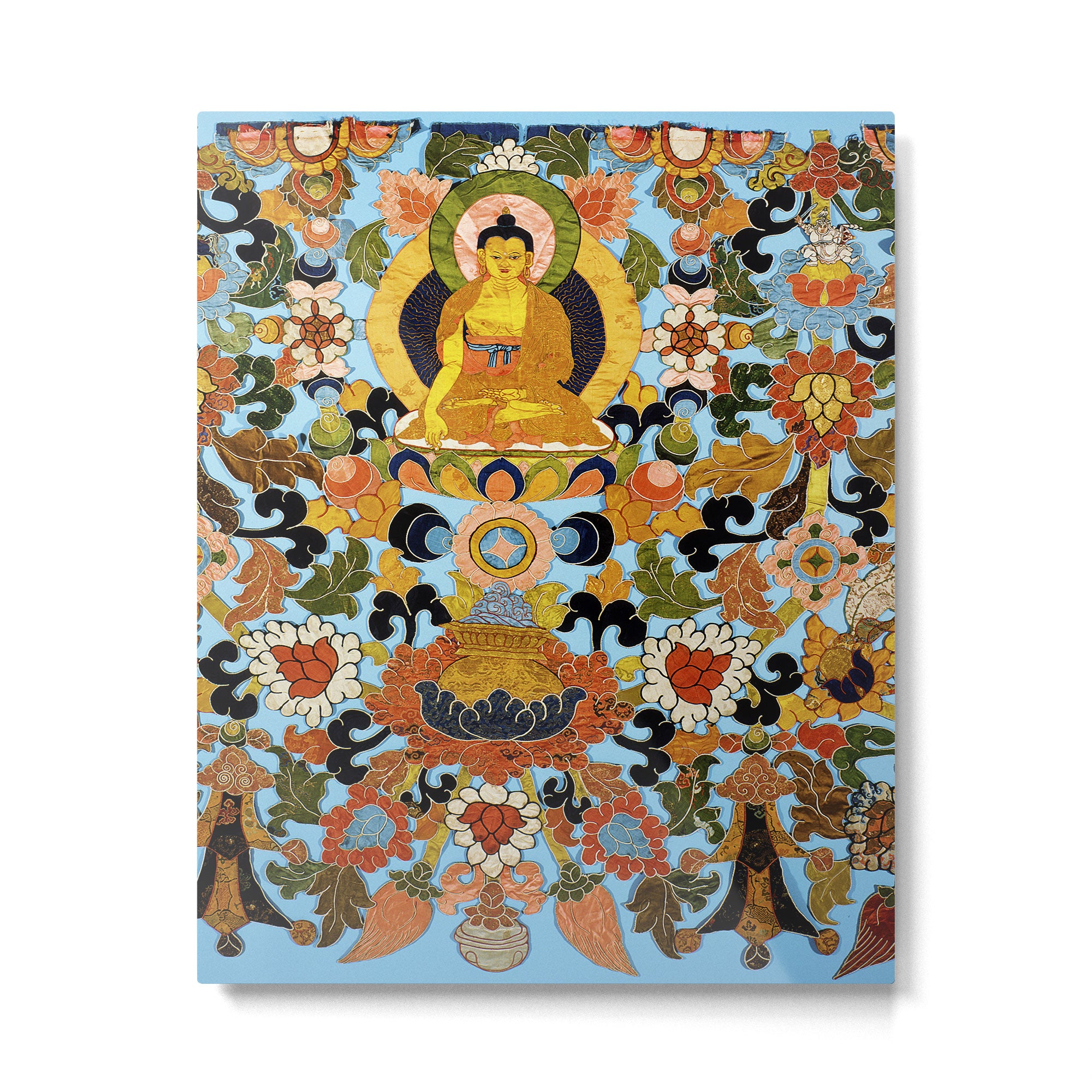 Antique Tibetan Floral Textile Print Metal Print Gallery Image 4