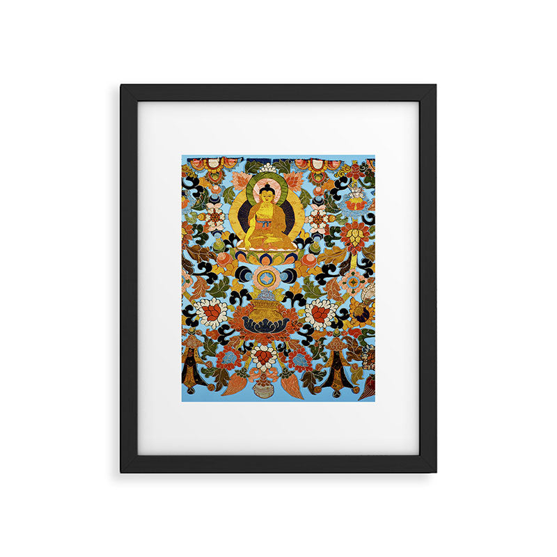 Antique Tibetan Floral Textile Print Framed Art Print Gallery Image 5
