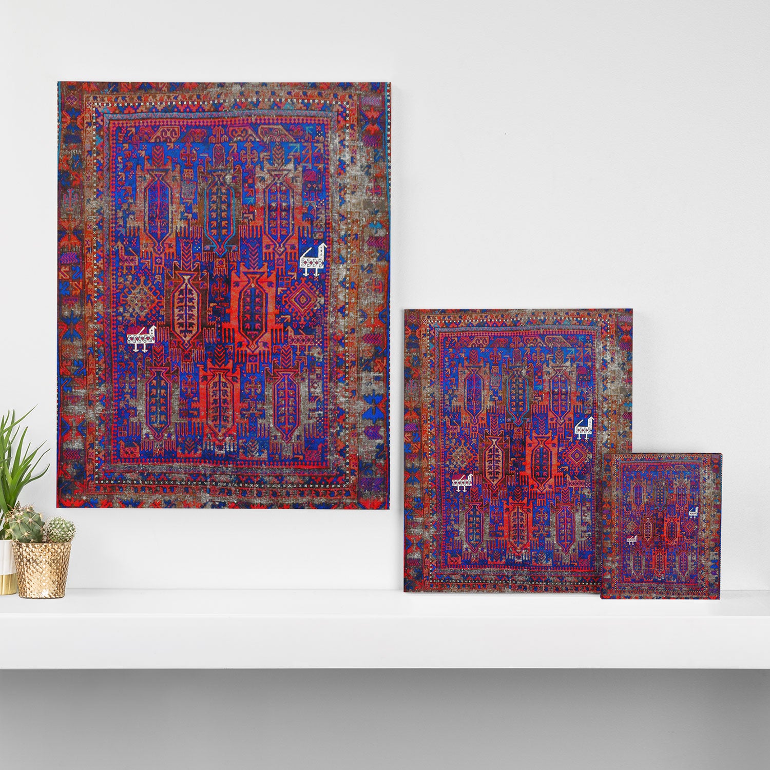 Antique Timuri Bird Baluch Main Carpet Print Canvas Print Gallery Image 3