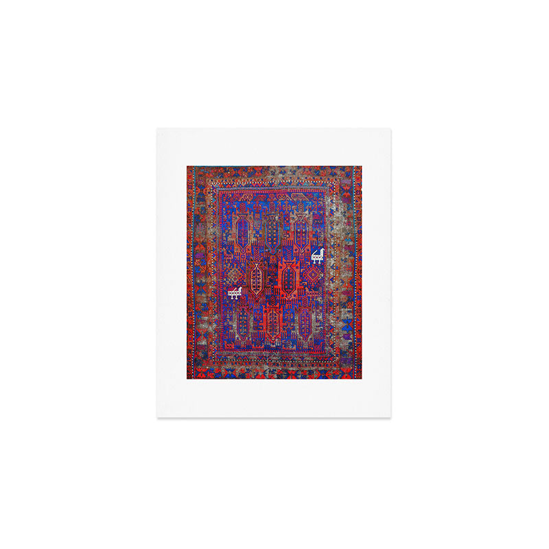 Antique Timuri Bird Baluch Main Carpet Print Art Print Gallery Image 1