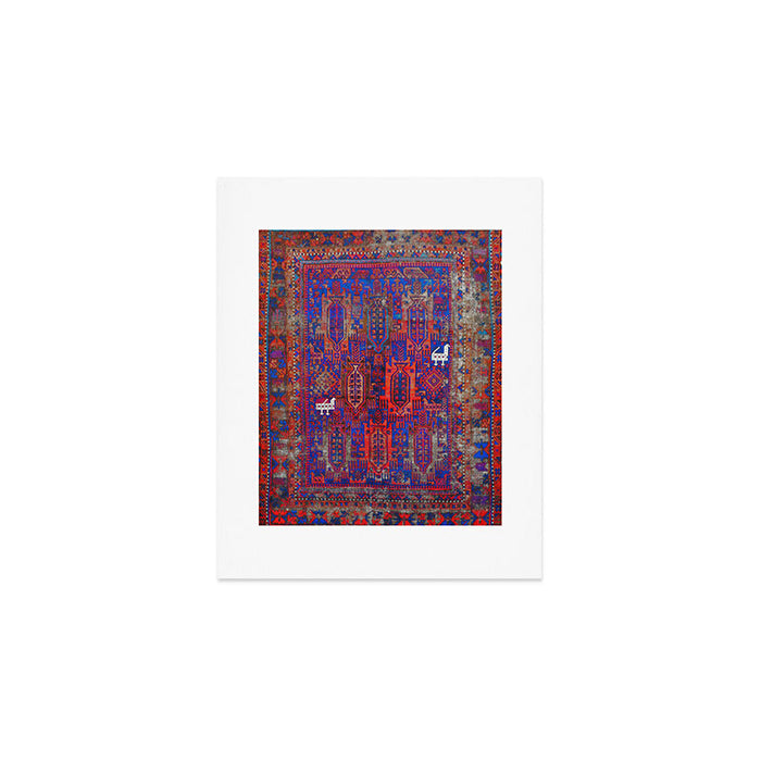 Antique Timuri Bird Baluch Main Carpet Print Art Print Gallery Image 1