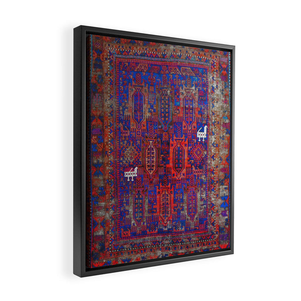 Antique Timuri Bird Baluch Main Carpet Print Framed Canvas Print Gallery Image 2