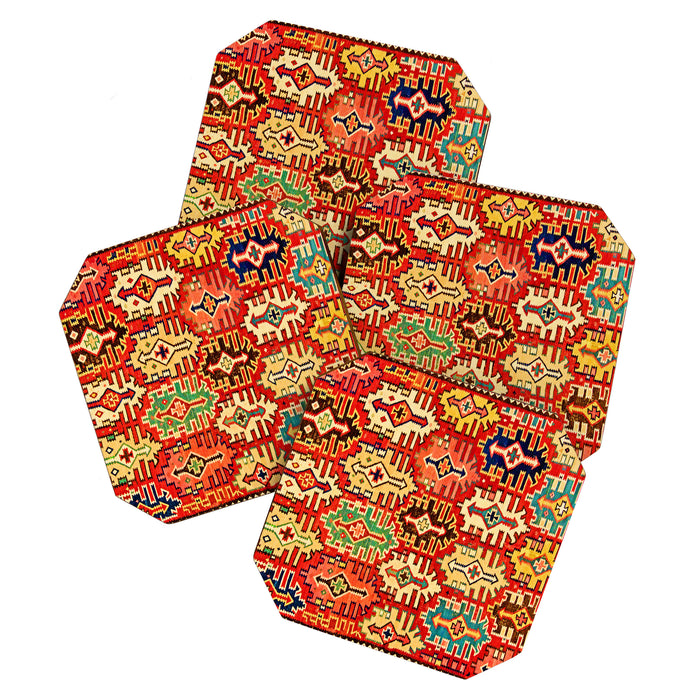Antique Turkish Kilim Rug Print Coaster Gallery Image 1