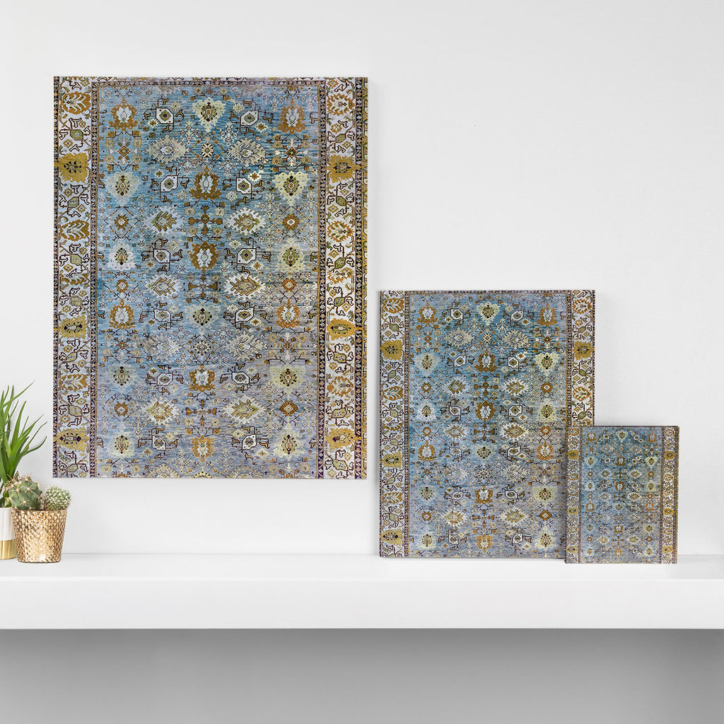 Antique Turkish Oushak Rug Cute Abstract Flowers Floral Pattern  Canvas Print Gallery Image 3
