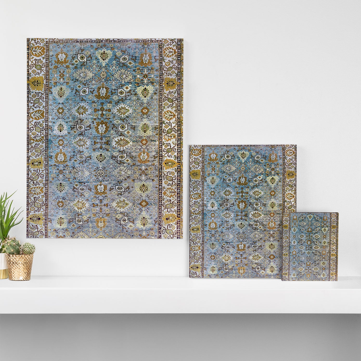 Antique Turkish Oushak Rug Cute Abstract Flowers Floral Pattern  Canvas Print Gallery Image 3