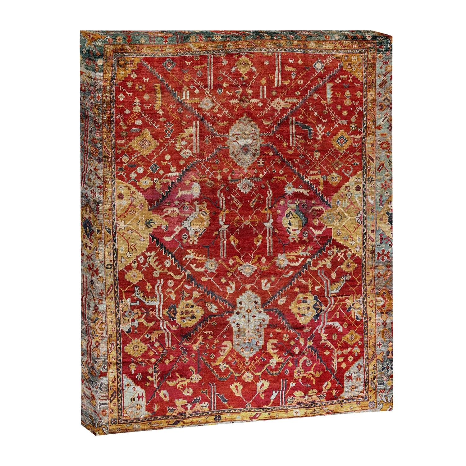 Antique Turkish Oushak Rug Print Canvas Print Gallery Image 3