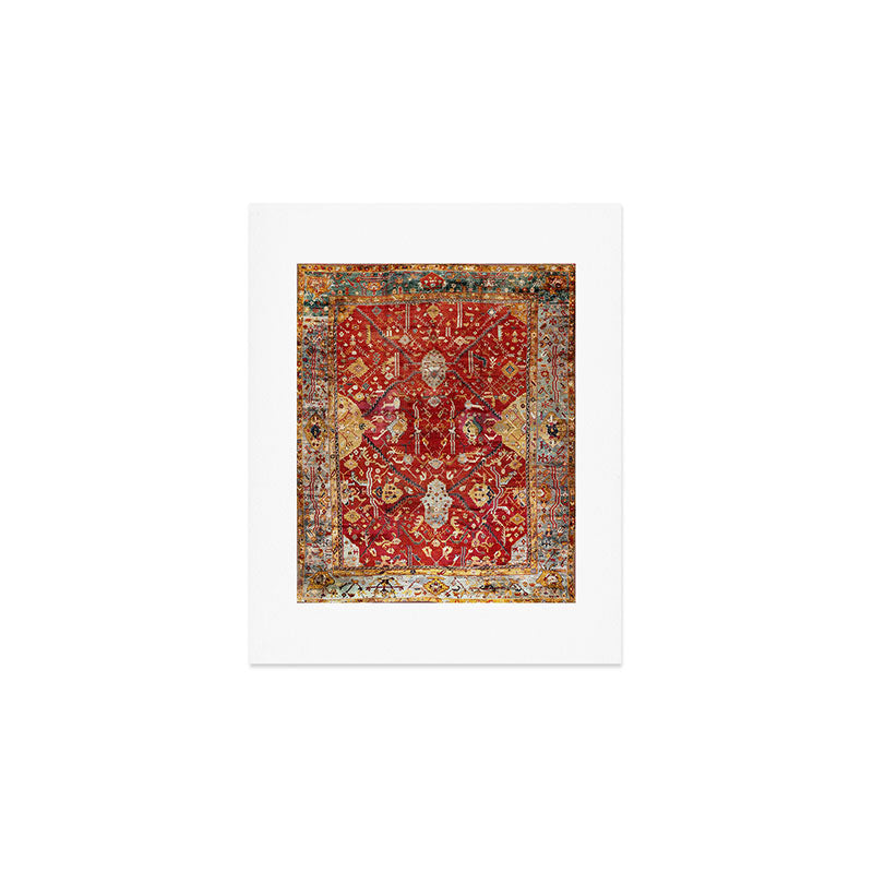 Antique Turkish Oushak Rug Print Art Print Gallery Image 1