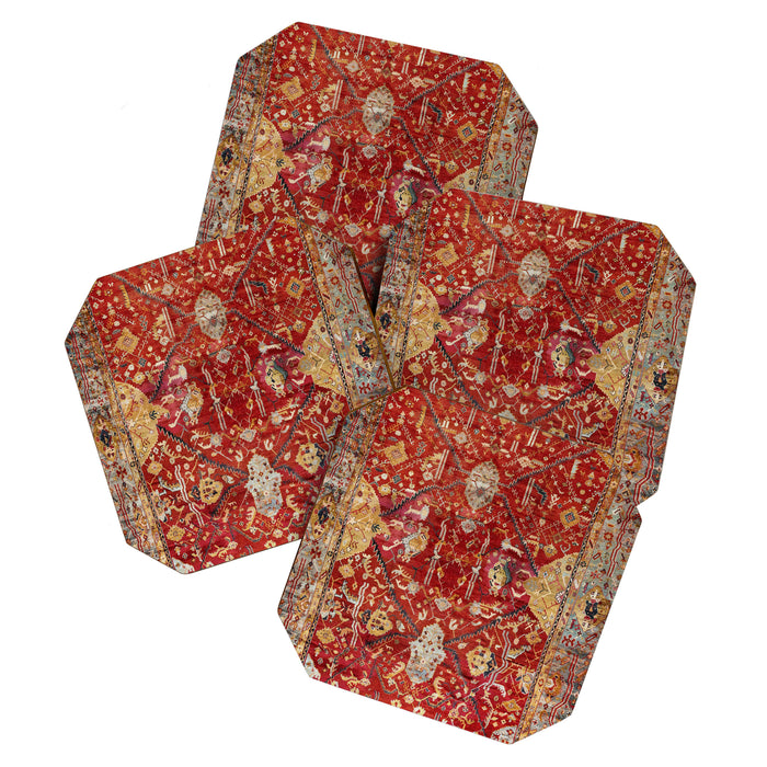Antique Turkish Oushak Rug Print Coaster Gallery Image 1