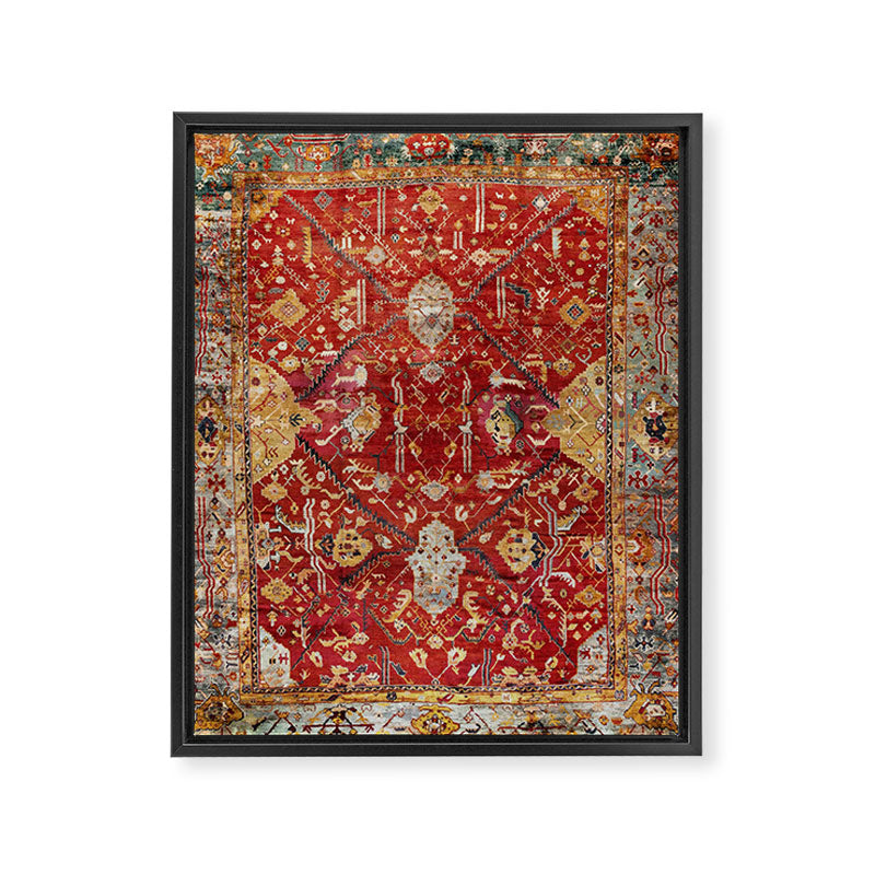 Antique Turkish Oushak Rug Print Framed Canvas Print Gallery Image 3