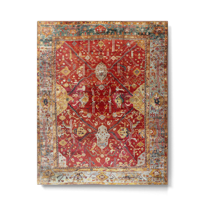 Antique Turkish Oushak Rug Print Metal Print Gallery Image 1