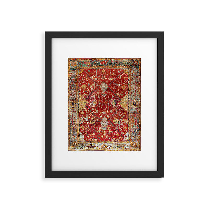 Antique Turkish Oushak Rug Print Framed Art Print Gallery Image 4