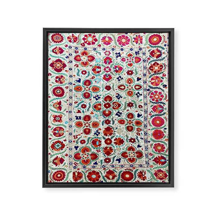 Antique Uzbek Suzani Embroidery Print Framed Canvas Print Gallery Image 1