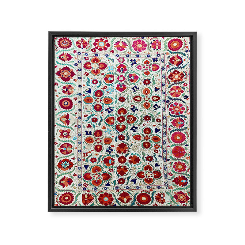 Antique Uzbek Suzani Embroidery Print Framed Canvas Print Gallery Image 3