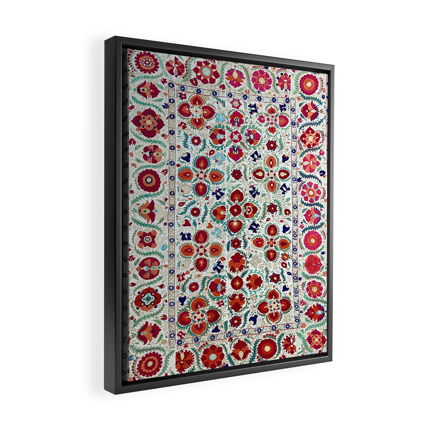 Antique Uzbek Suzani Embroidery Print Framed Canvas Print Gallery Image 2
