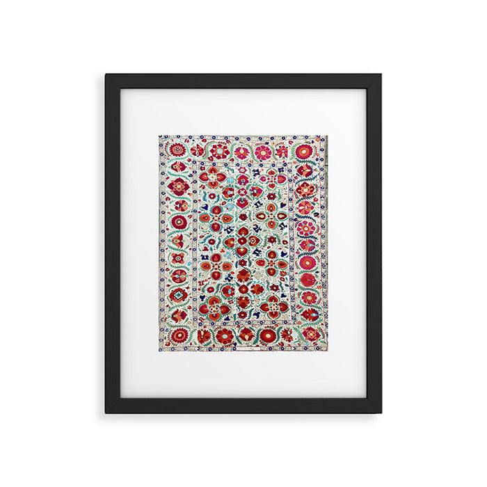 Antique Uzbek Suzani Embroidery Print Framed Art Print Gallery Image 1