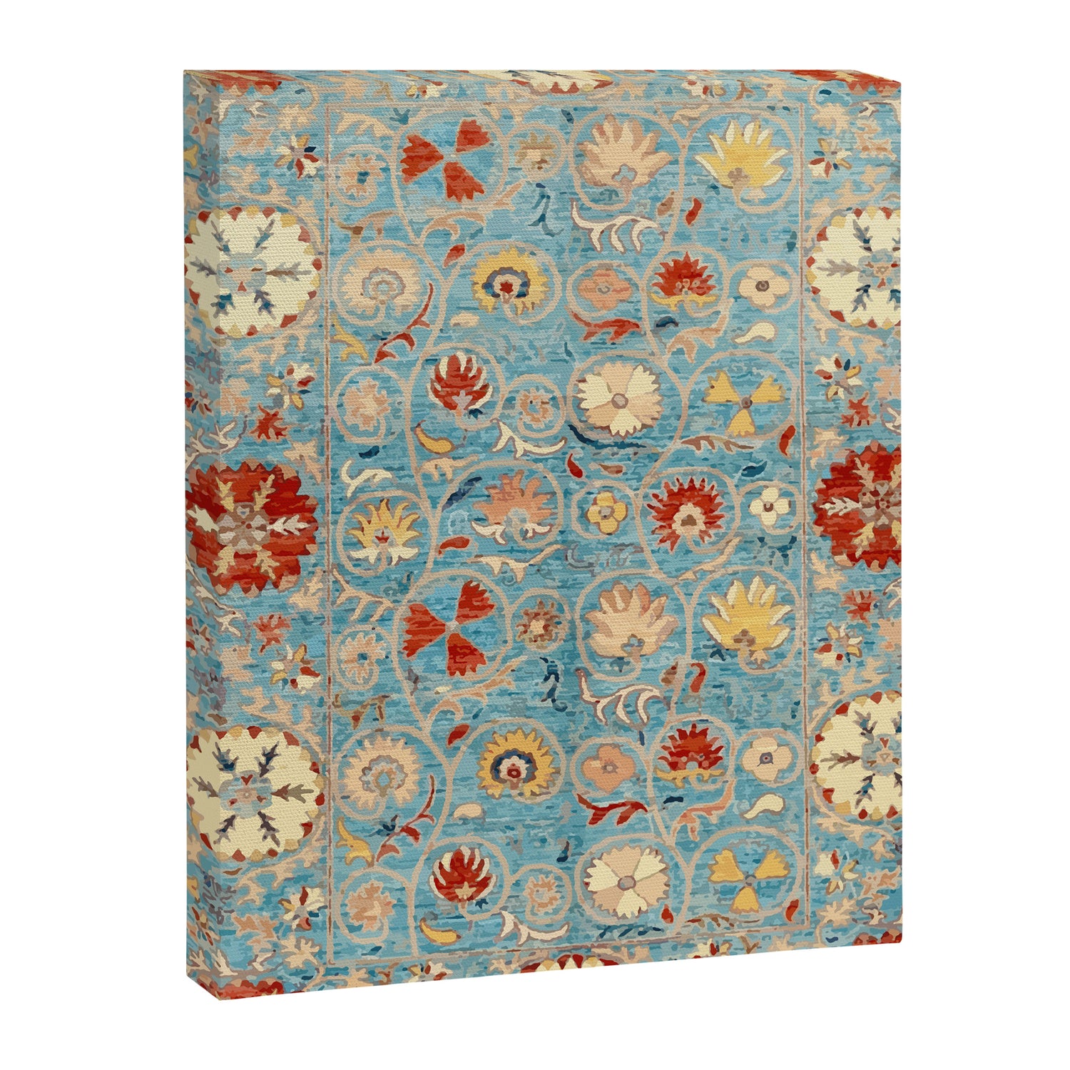 Antique Uzbekistan Blue Ground Suzani Canvas Print Gallery Image 3