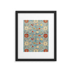 Antique Uzbekistan Blue Ground Suzani Framed Art Print Gallery Image 4