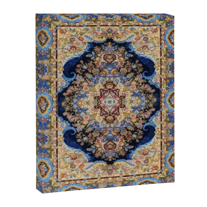 Antique Vintage Persian Rug Abstract Floral Pattern in Taupe Burgundy Navy Canvas Print Gallery Image 1
