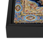 Antique Vintage Persian Rug Abstract Floral Pattern in Taupe Burgundy Navy Framed Canvas Print Gallery Image 3