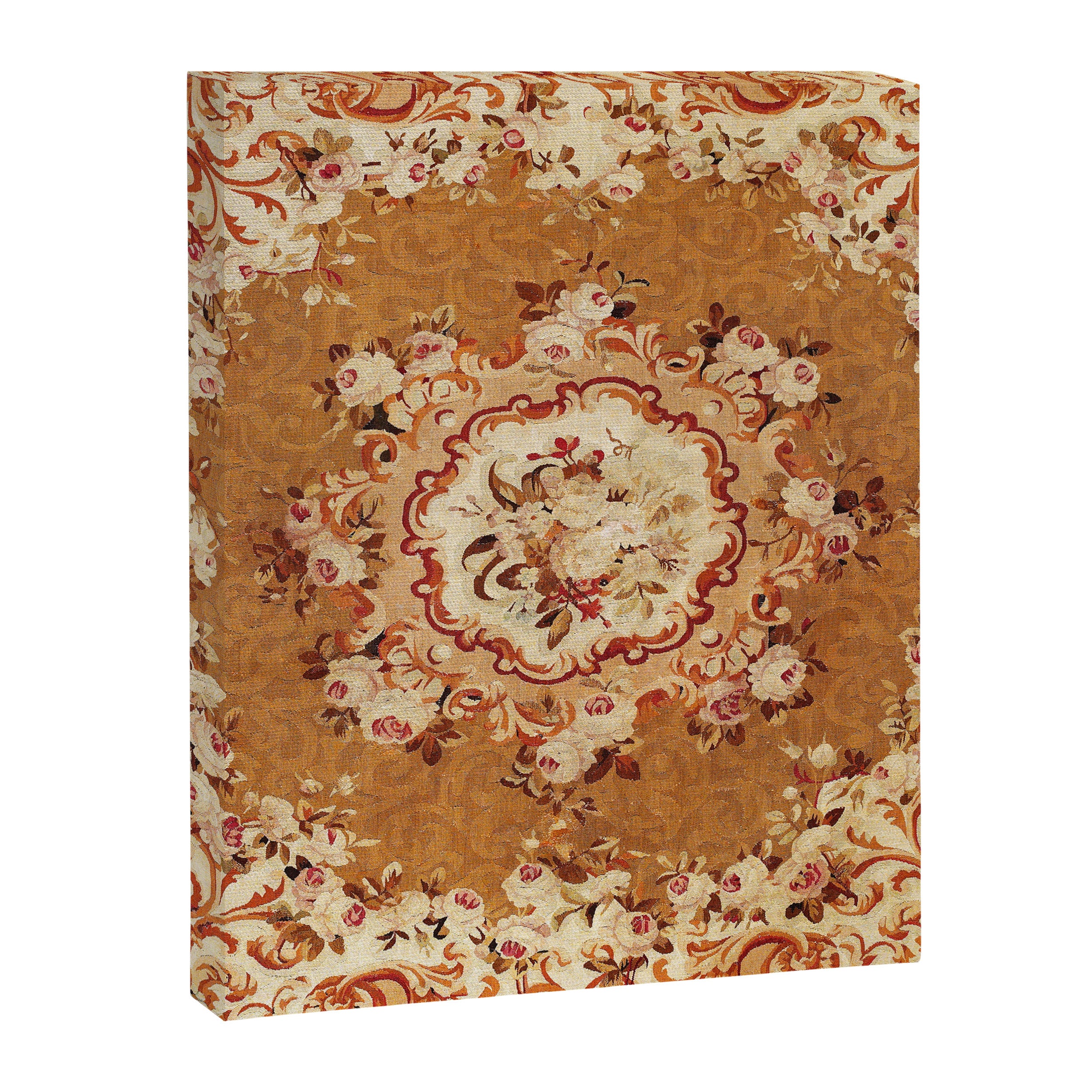 Aubusson 19th Century French Floral Rug Print Canvas Print Gallery Image 3