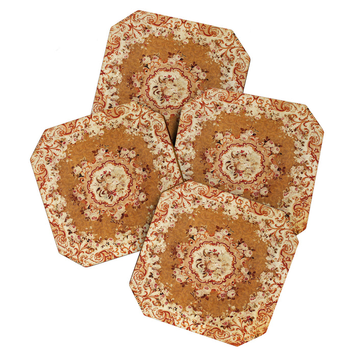 Aubusson 19th Century French Floral Rug Print Coaster Gallery Image 1