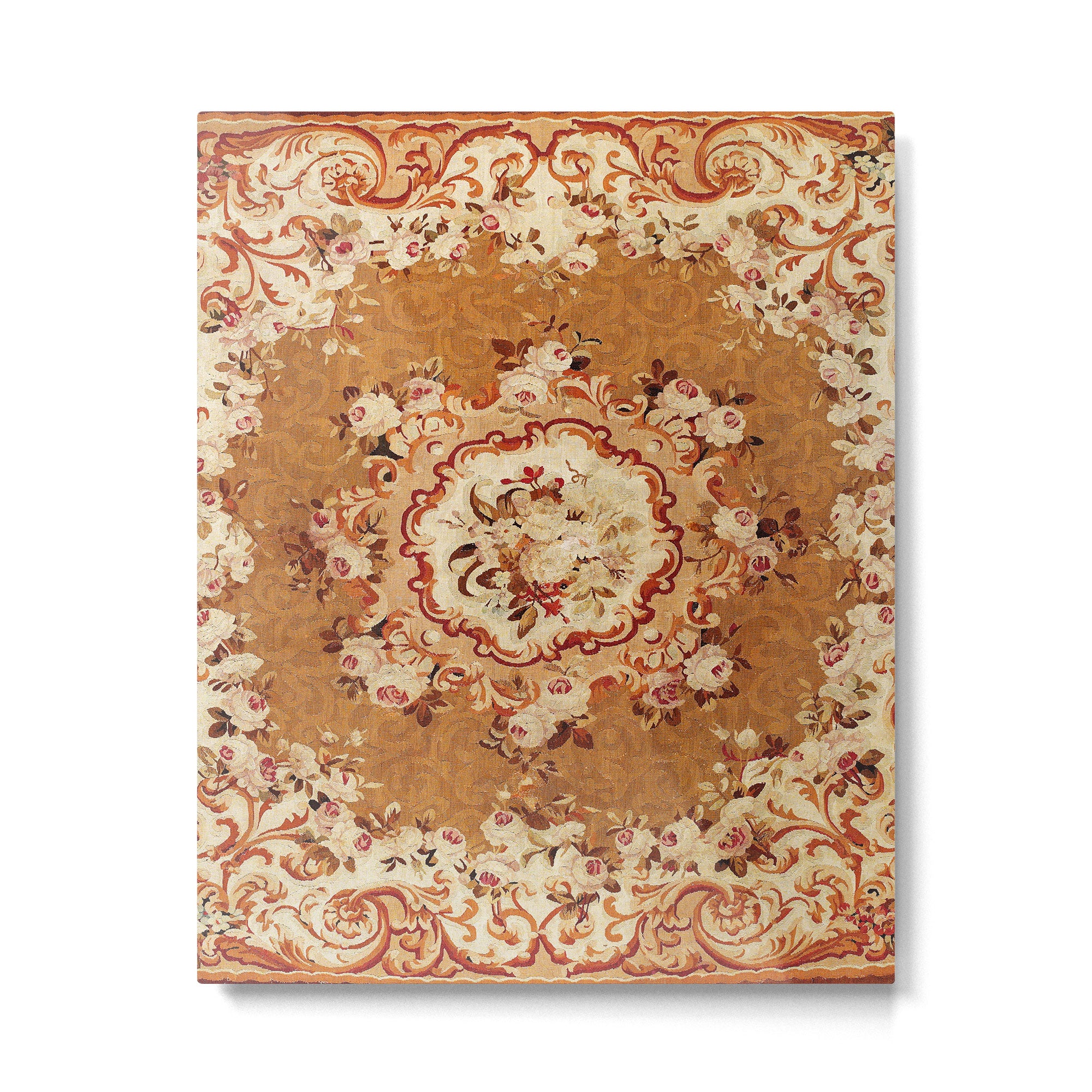 Aubusson 19th Century French Floral Rug Print Metal Print Gallery Image 6