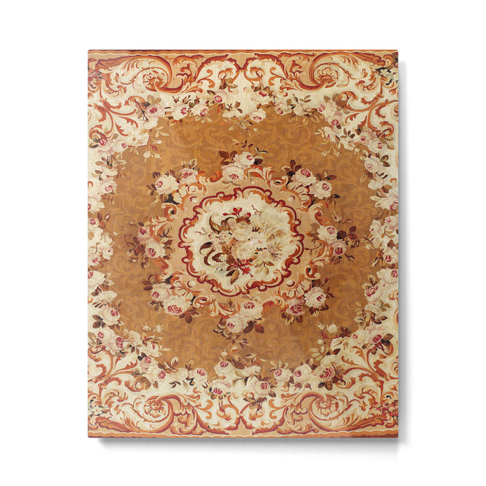 Aubusson 19th Century French Floral Rug Print Metal Print Gallery Image 1