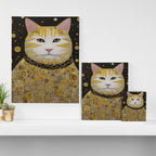 Beautiful Klimt Cat with Pink Nose and Ears Canvas Print Gallery Image 3