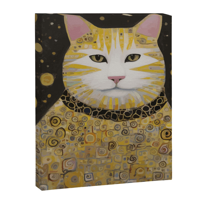 Beautiful Klimt Cat with Pink Nose and Ears Canvas Print Gallery Image 1