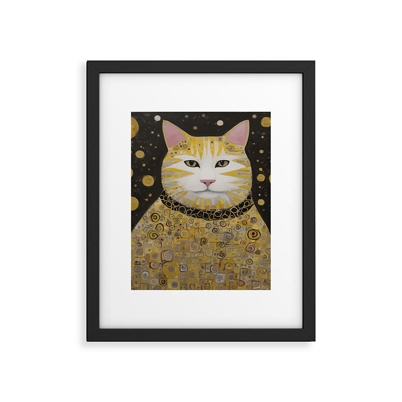 Beautiful Klimt Cat with Pink Nose and Ears Framed Art Print Gallery Image 6