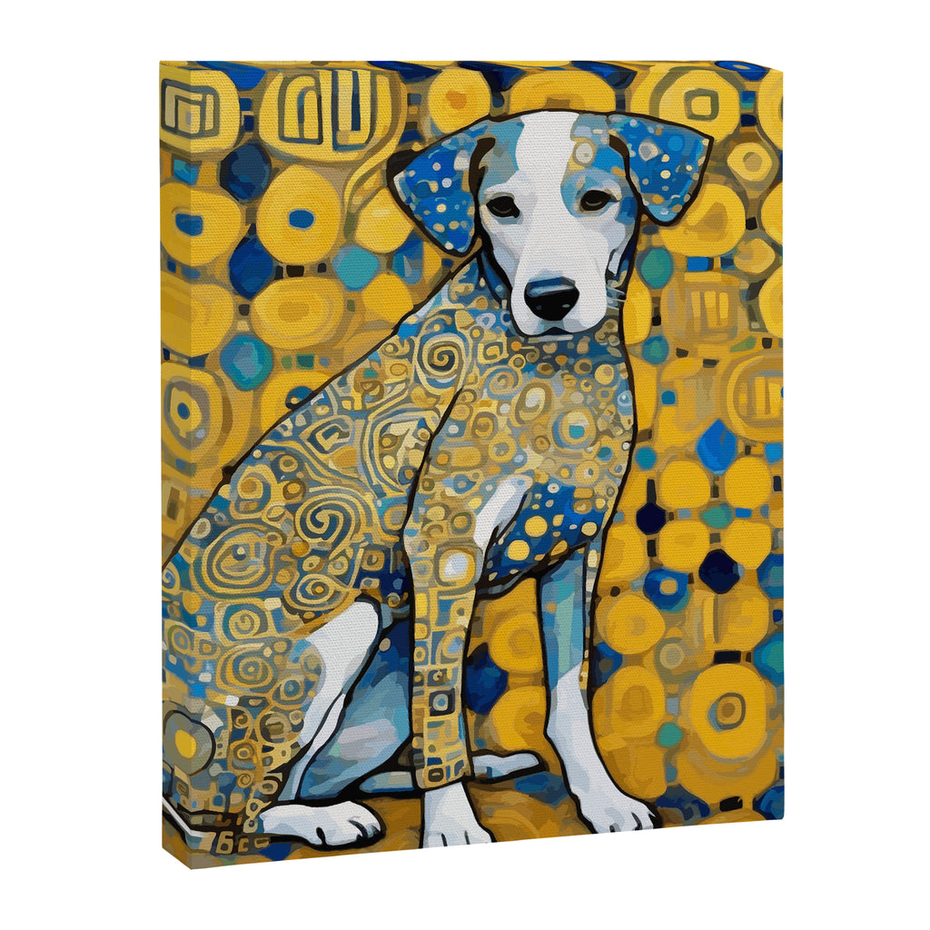 Beautiful Klimt Dog with Blue Ears Canvas Print Gallery Image 3