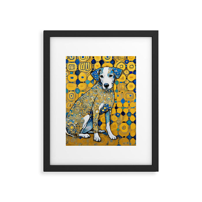 Beautiful Klimt Dog with Blue Ears Framed Art Print Gallery Image 1