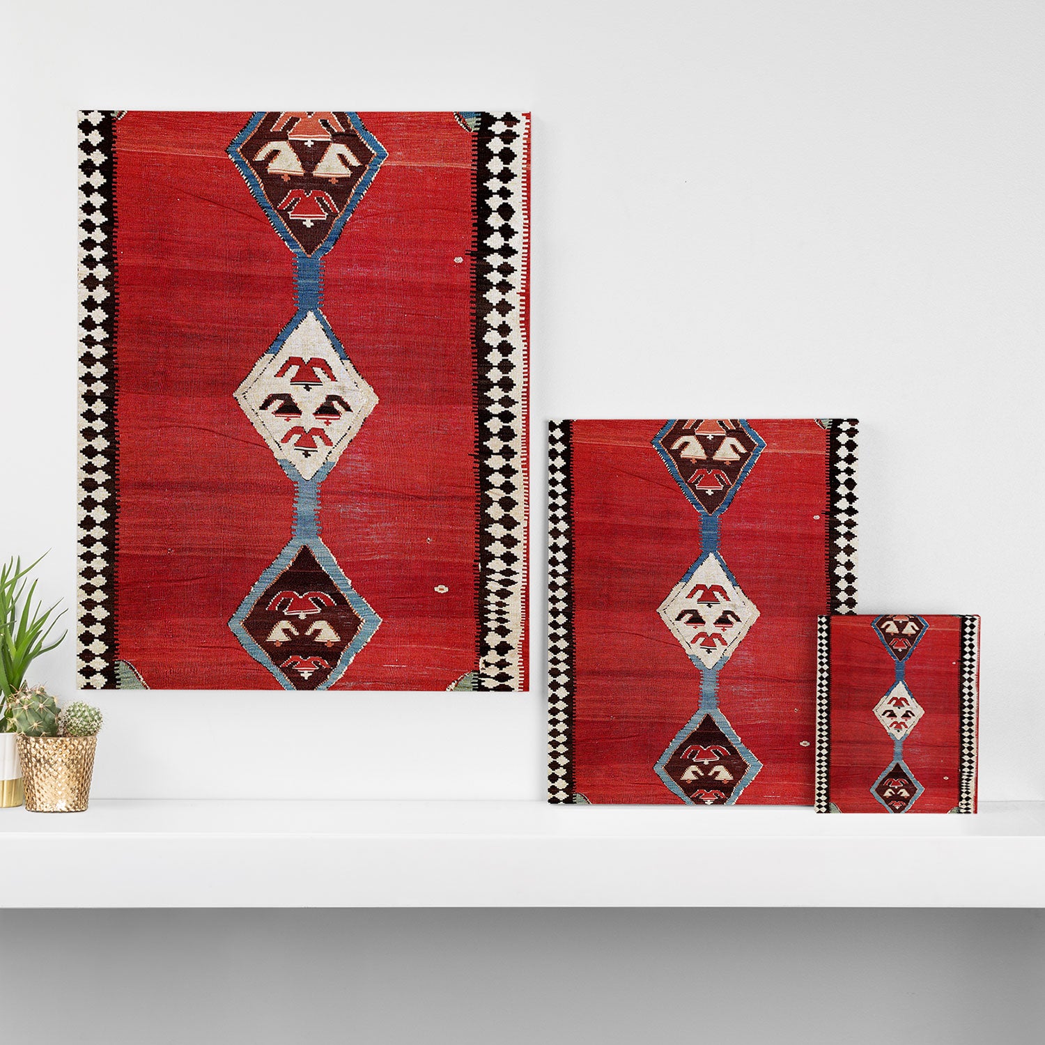 Bijar Antique Kurdish Persian Kilim Print Canvas Print Gallery Image 3