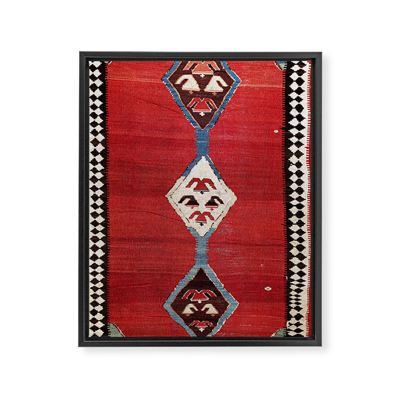 Bijar Antique Kurdish Persian Kilim Print Framed Canvas Print Gallery Image 3