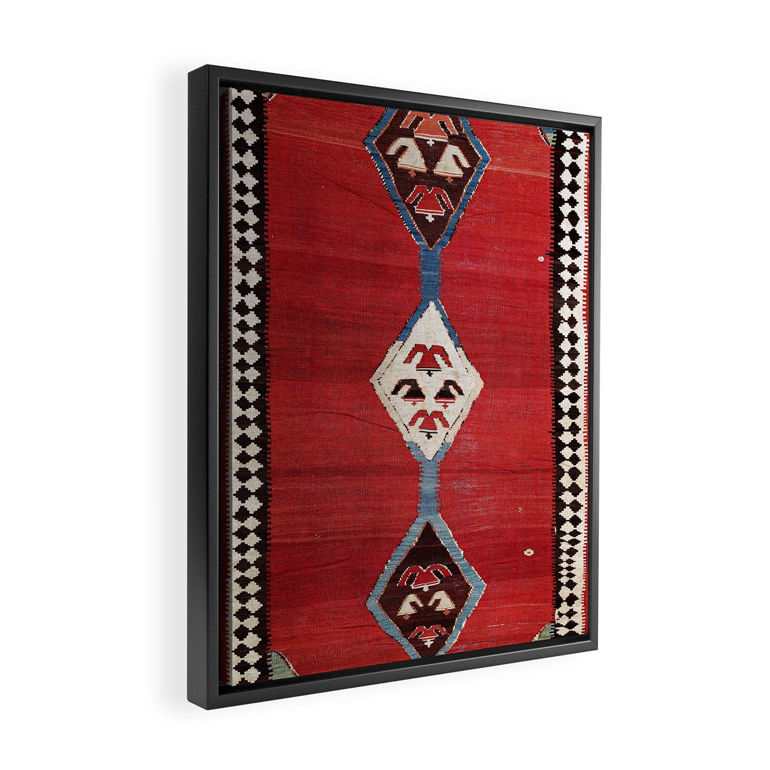 Bijar Antique Kurdish Persian Kilim Print Framed Canvas Print Gallery Image 2