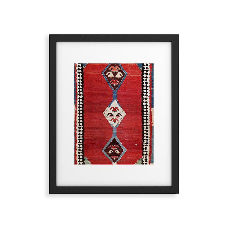 Bijar Antique Kurdish Persian Kilim Print Framed Art Print Gallery Image 4