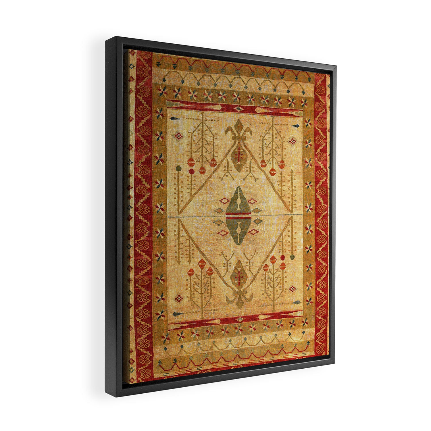 Bikaner Dhurrie Northwest Indian Kilim Print Framed Canvas Print Gallery Image 2