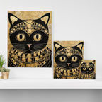 Black and Gold Klimt Cat in Egyptian Costume Canvas Print Gallery Image 3