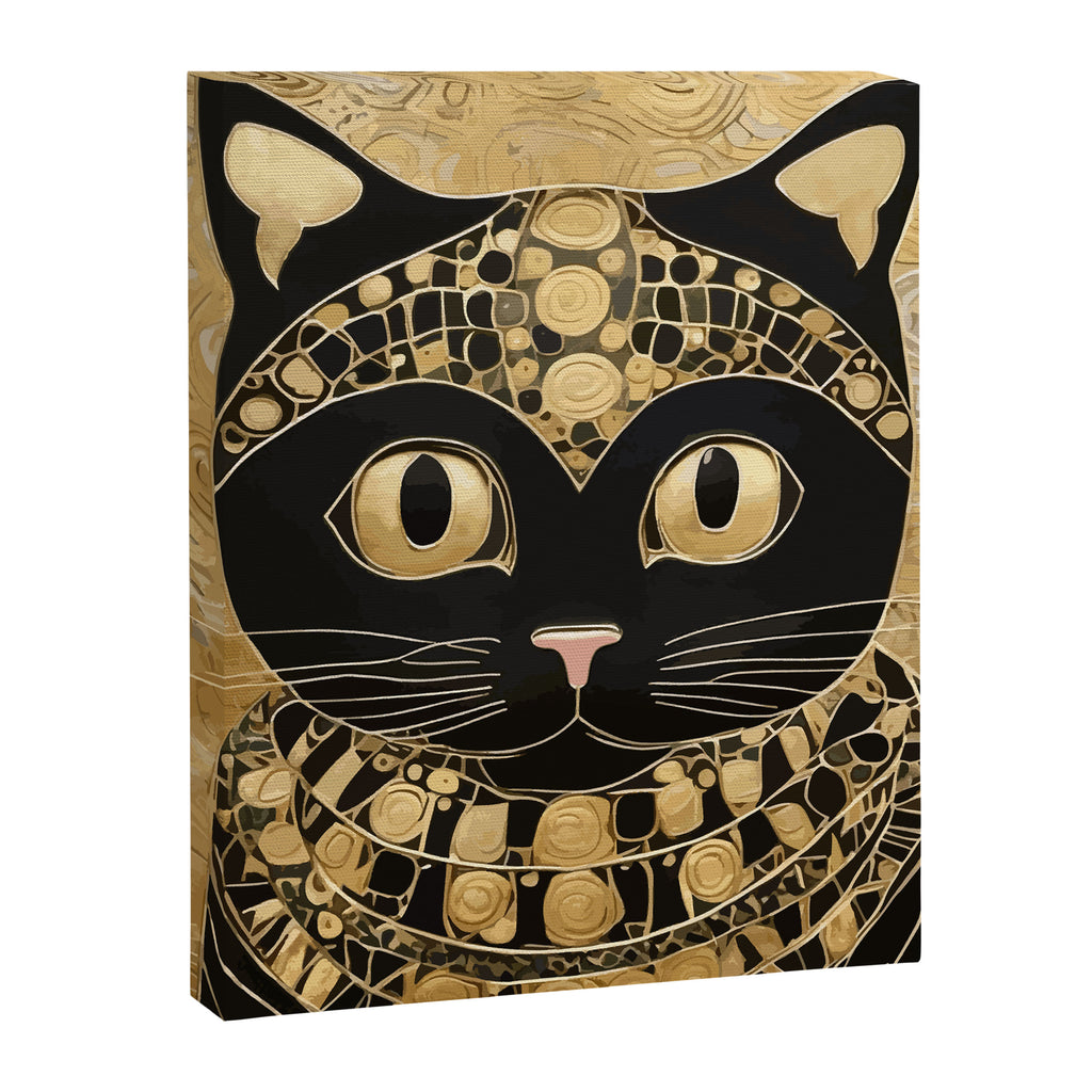 Black and Gold Klimt Cat in Egyptian Costume Canvas Print Gallery Image 3