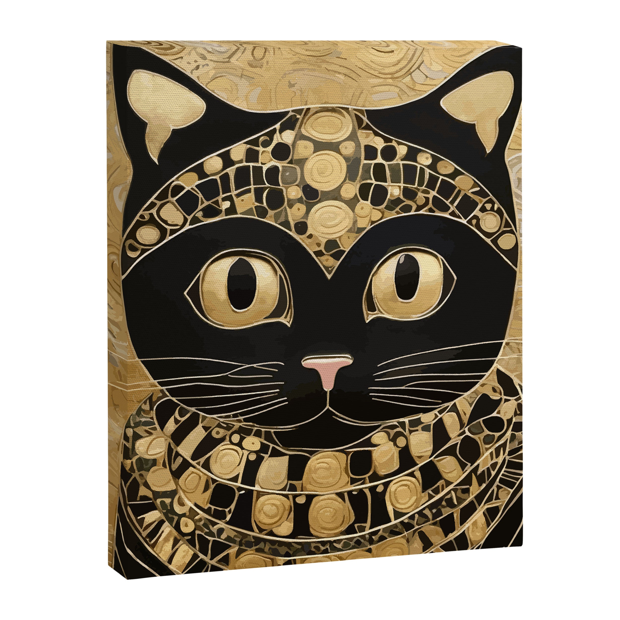 Black and Gold Klimt Cat in Egyptian Costume Canvas Print Gallery Image 3
