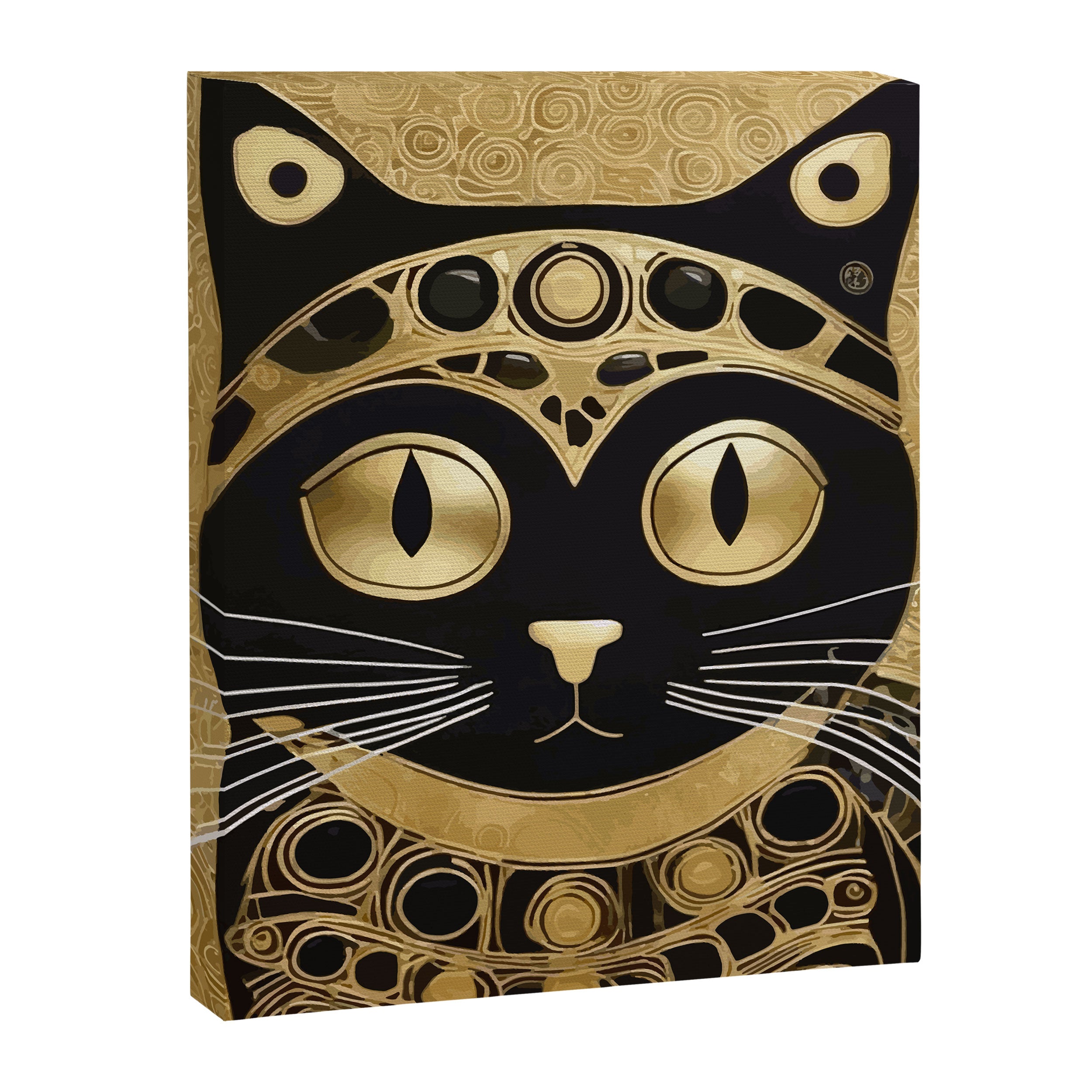 Black and Gold Klimt Cat in Royal Robes Canvas Print Gallery Image 3