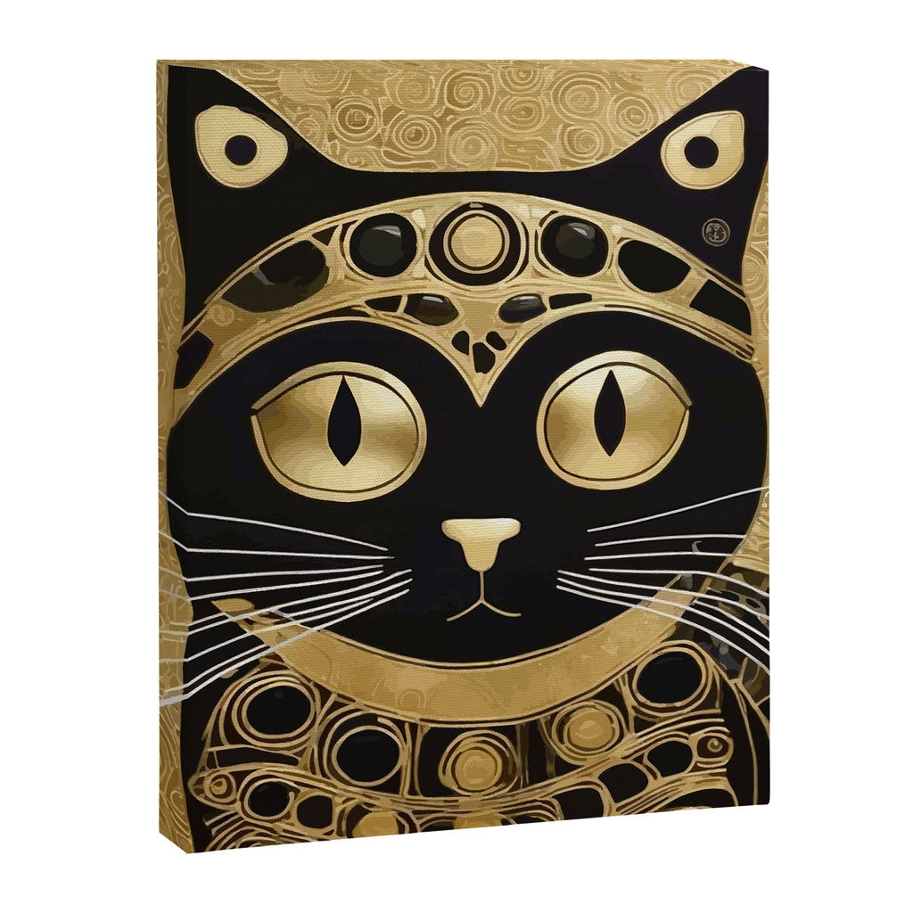 Black and Gold Klimt Cat in Royal Robes Canvas Print Gallery Image 8