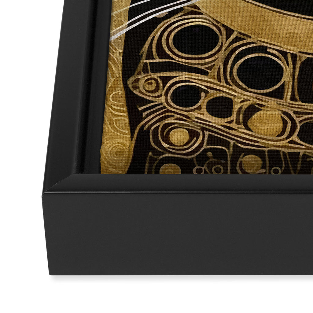 Black and Gold Klimt Cat in Royal Robes Framed Canvas Print Gallery Image 3