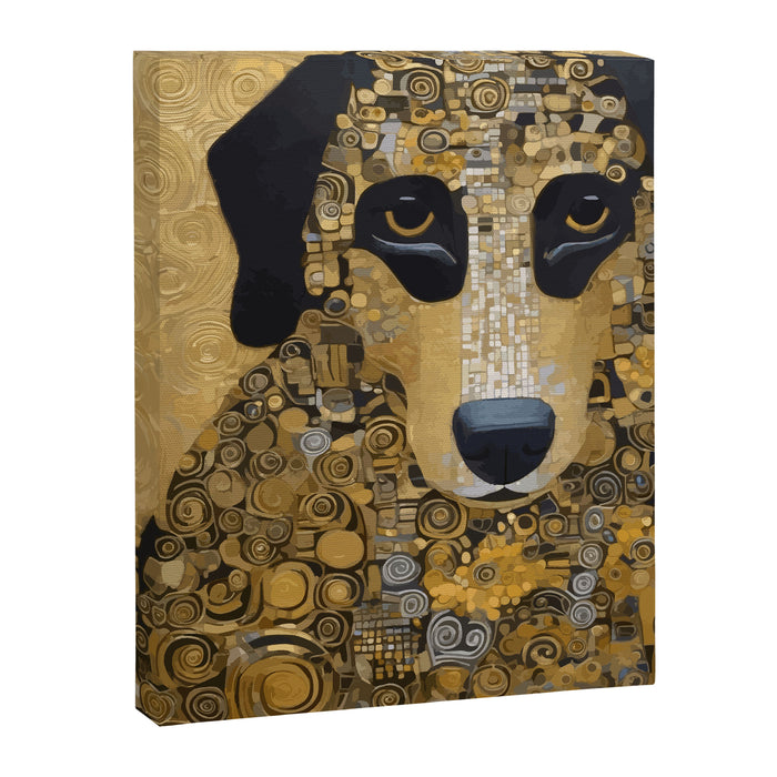 Black and Gold Klimt Dog Canvas Print Gallery Image 1