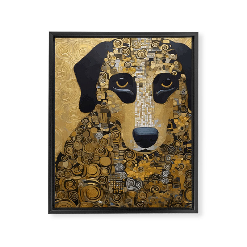 Black and Gold Klimt Dog Framed Canvas Print Gallery Image 8