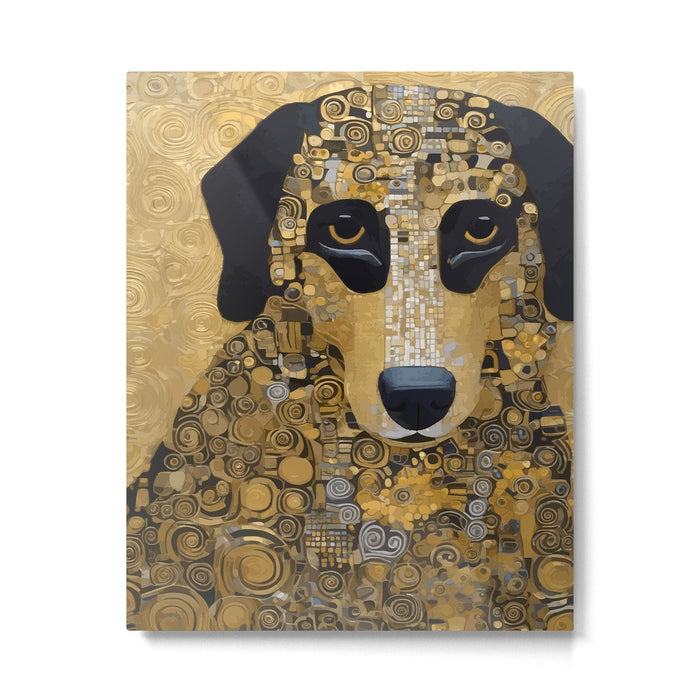 Black and Gold Klimt Dog Metal Print Gallery Image 1