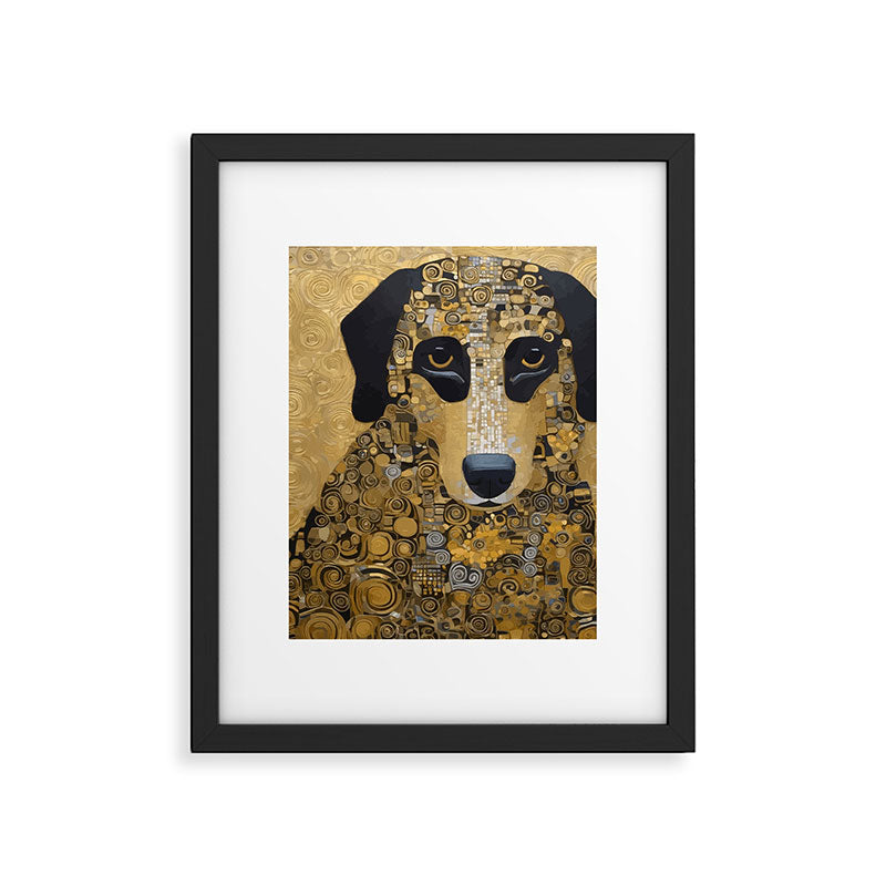 Black and Gold Klimt Dog Framed Art Print Gallery Image 6
