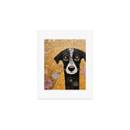 Black and White Klimt Dog with Floral Pattern Art Print Gallery Image 1